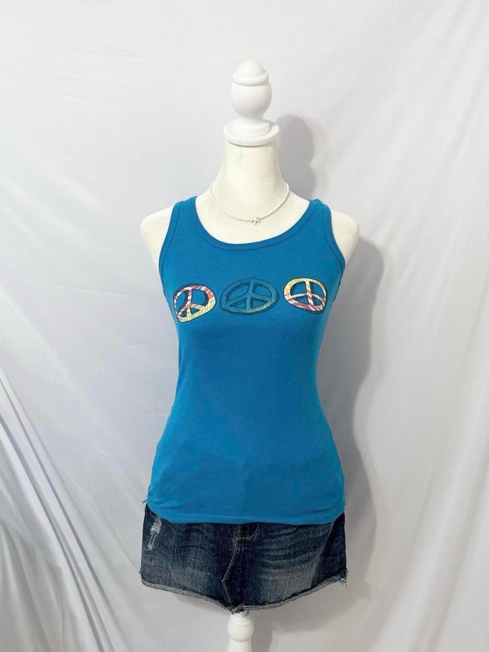 Y2K Blue Peace Sign Tank Top